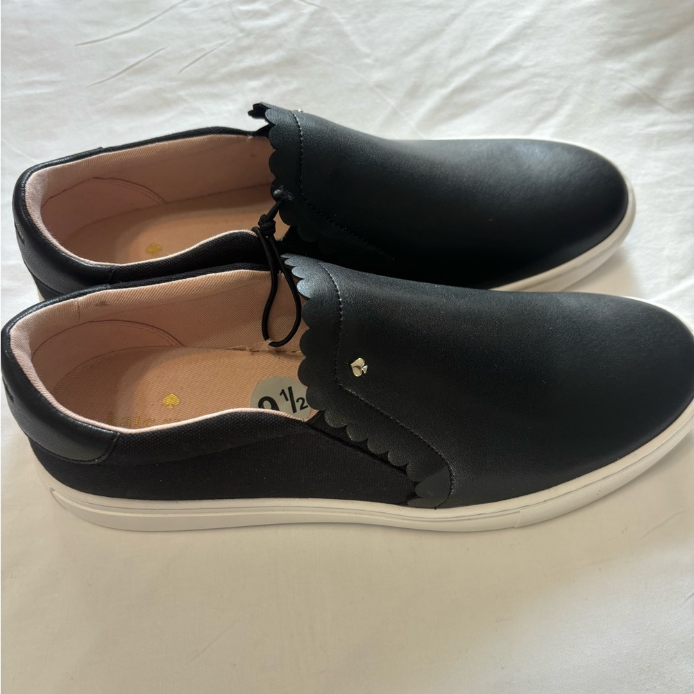 Kate Spade women’s Black Casual Slip-On Loafers with Smooth Upper and Thick Sole